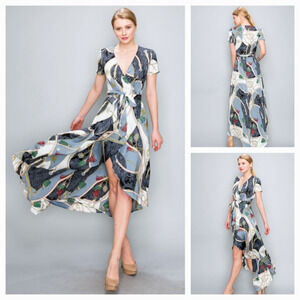 Aakka ROYAL PRINT WRAP MAXI DRESS‎